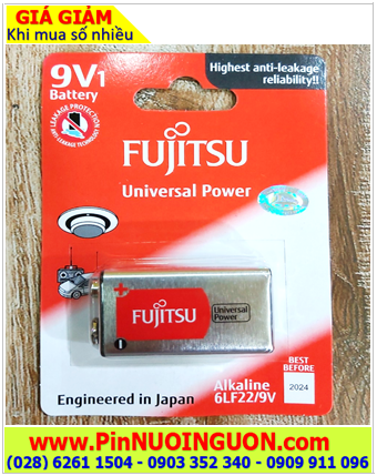 Pin vuông 9v Fujitsu 6LF22, MN1604B; Pin 9v Alkaline Fujitsu 6LF22, MN1604B chính hãng /X.xứ NHẬT _Loại vỉ 1viên